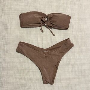 Abercrombie & Fitch Brown Shimmery Bandeau Bikini Set
